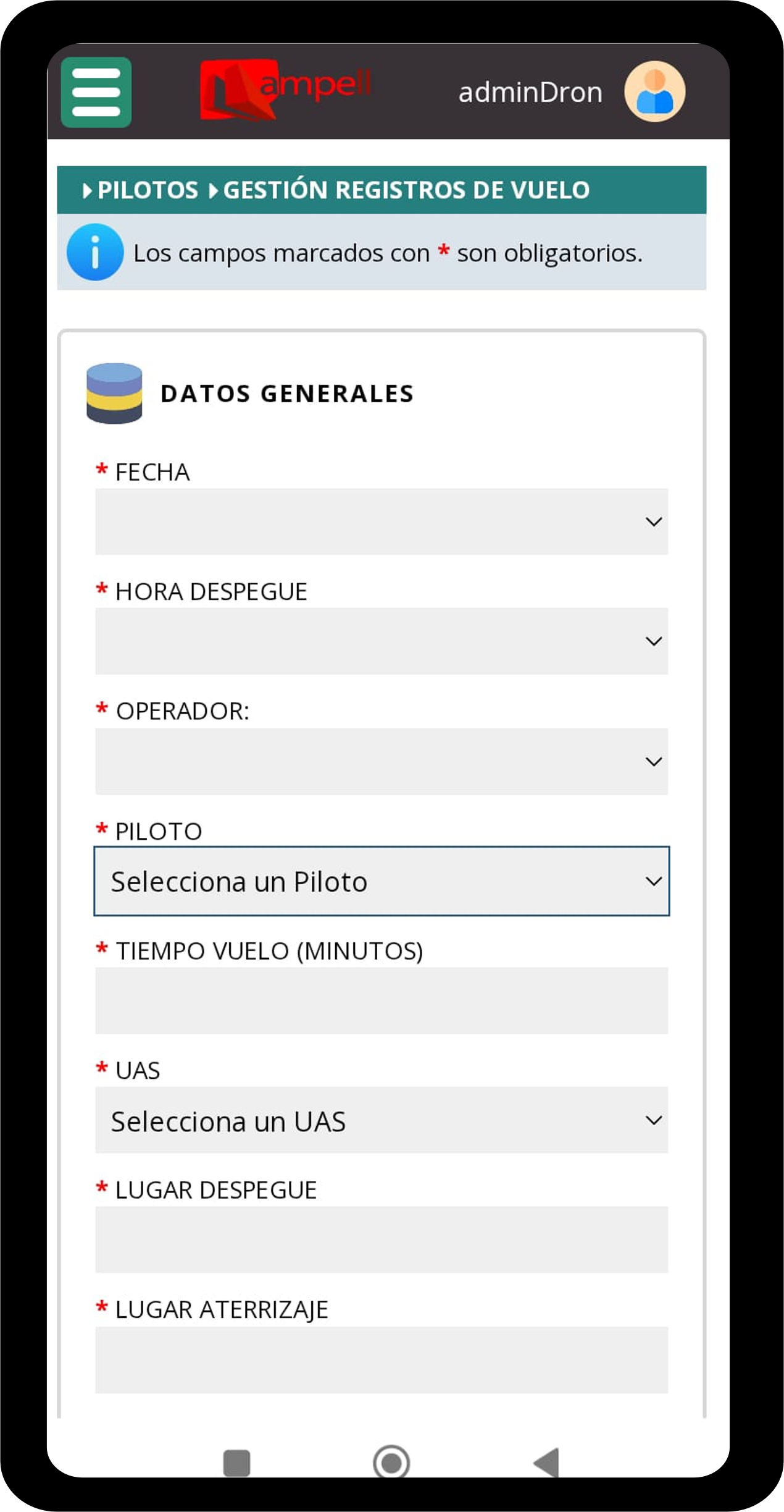 Logbook piloto de drones